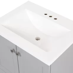 Diamond NOW Cassidy 24-in Pearl Gray Single Sink Bathroom Vanity with White Cultured Marble Top