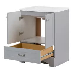 Diamond NOW Cassidy 24-in Pearl Gray Single Sink Bathroom Vanity with White Cultured Marble Top