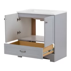 Diamond NOW Cassidy 30-in Pearl Gray Single Sink Bathroom Vanity with White Cultured Marble Top
