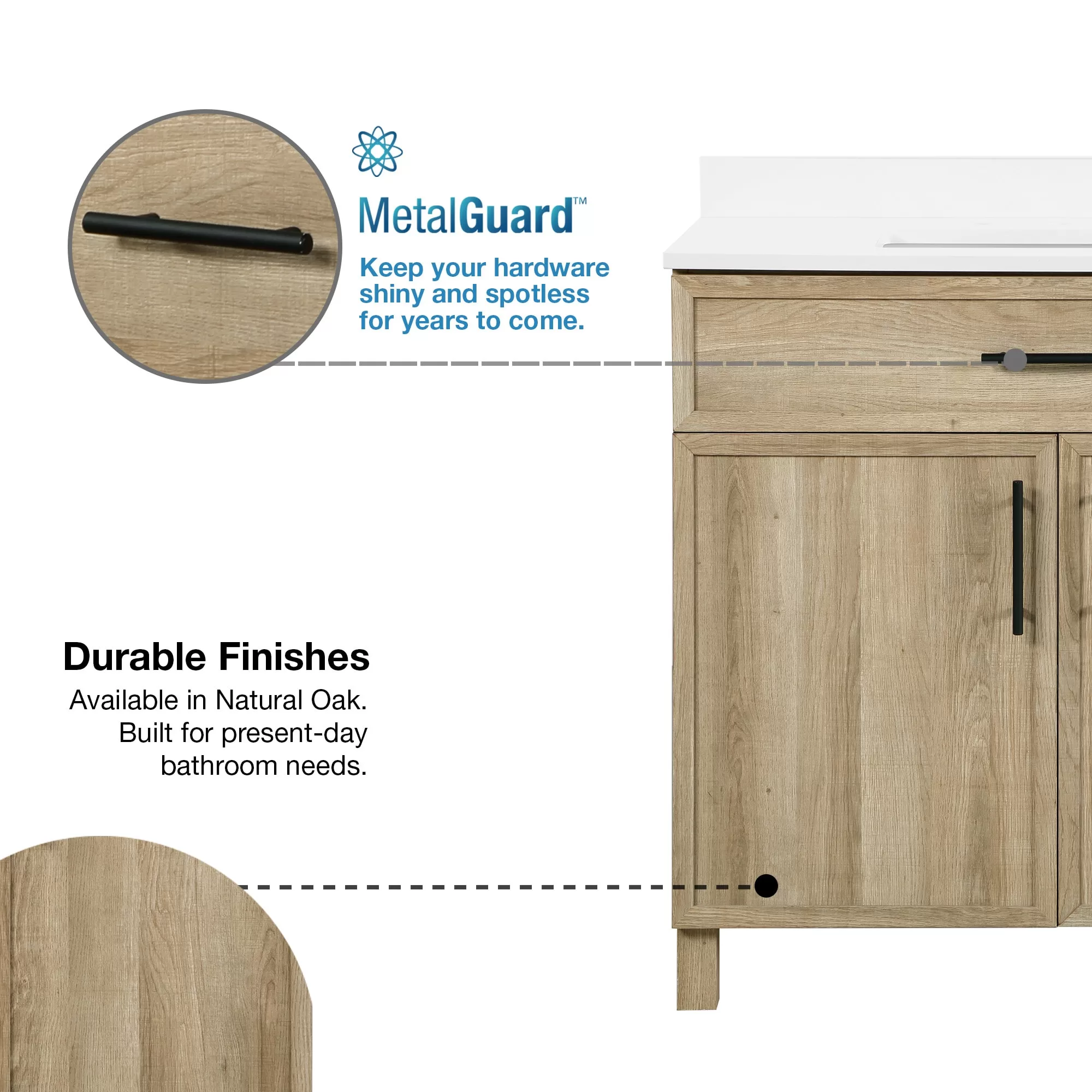 Style Selections Dolton 36-in Natural Oak Undermount Single Sink Bathroom Vanity with White Engineered Stone Top