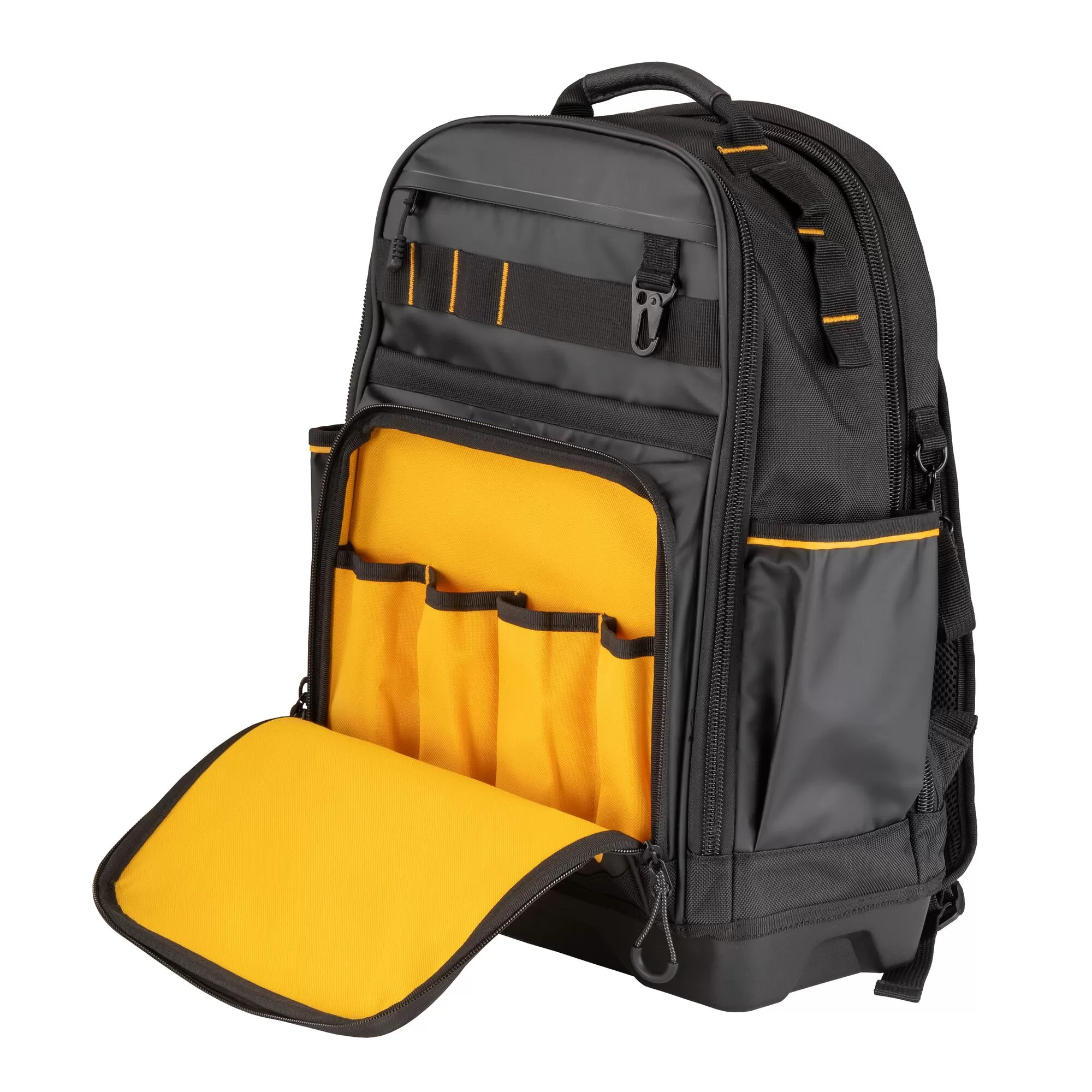 DEWALT Black- Yellow Polyester 7.75-in Zippered Backpack