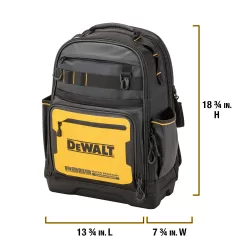 DEWALT Black- Yellow Polyester 7.75-in Zippered Backpack
