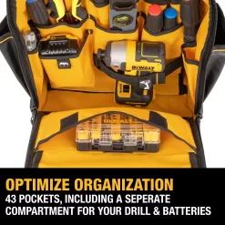DEWALT Black- Yellow Polyester 7.75-in Zippered Backpack