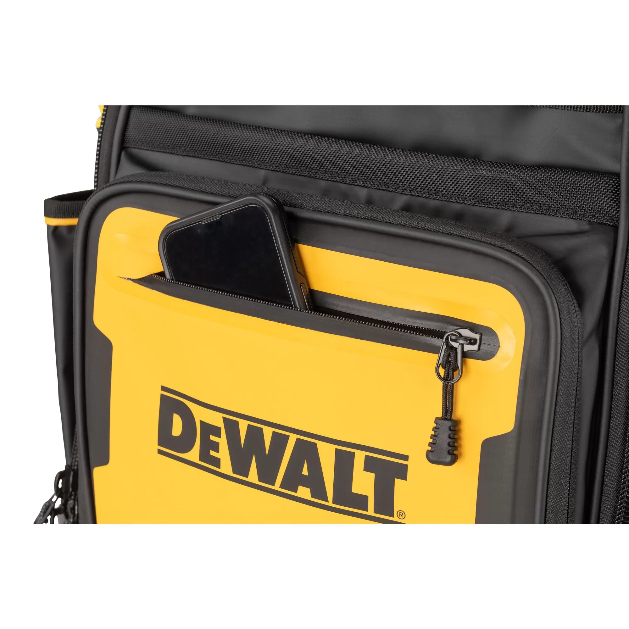 DEWALT Black- Yellow Polyester 7.75-in Zippered Backpack