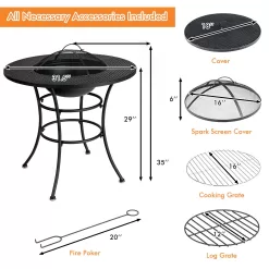 Goplus 31.5-in W-BTU Black Portable Tabletop Steel Natural Gas Fire Pit Table