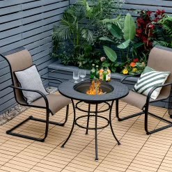 Goplus 31.5-in W-BTU Black Portable Tabletop Steel Natural Gas Fire Pit Table