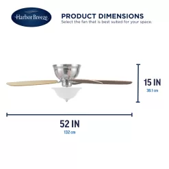 Harbor Breeze Lake Canton 52-in Brushed Nickel Indoor Flush Mount Ceiling Fan with Light (5-Blade)