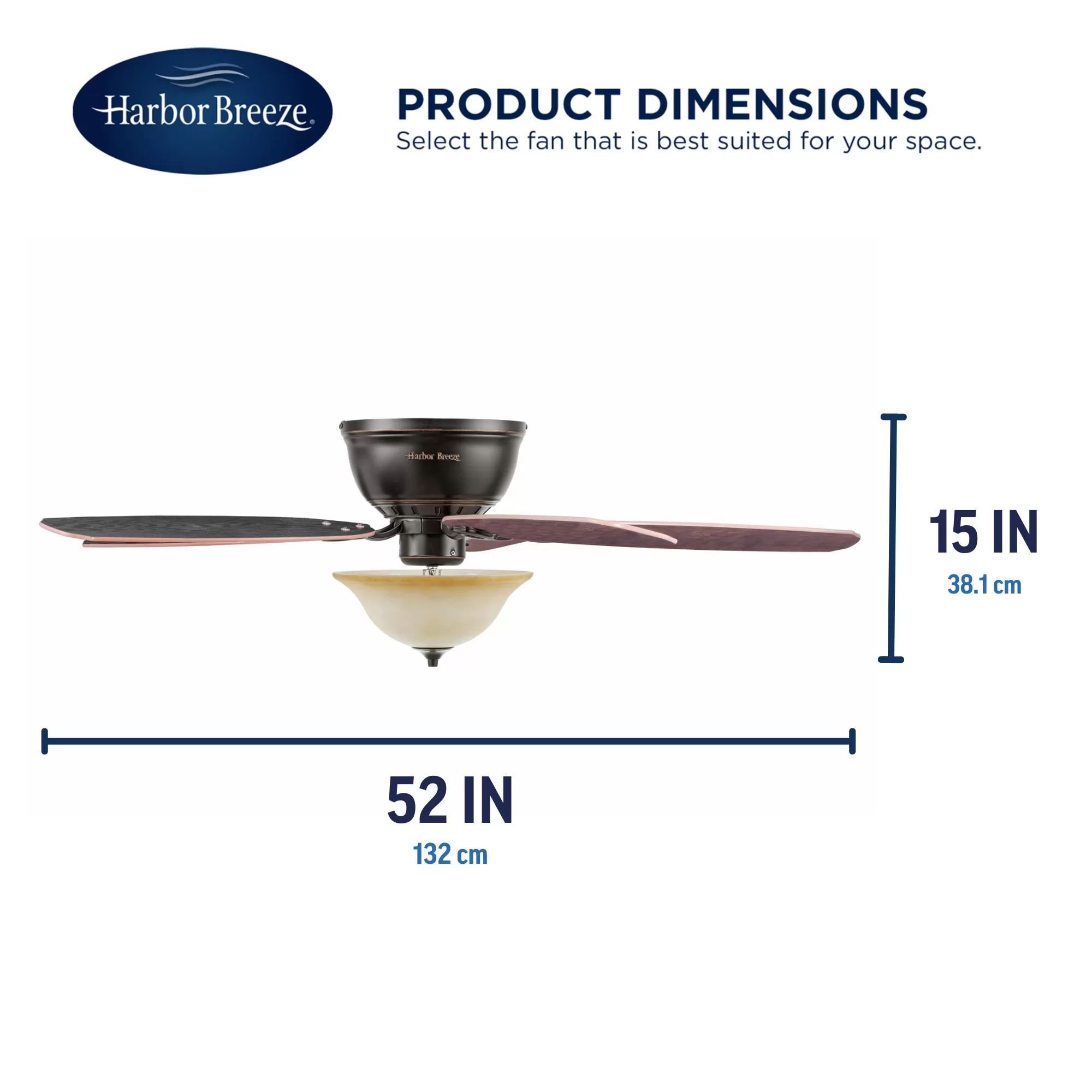 Harbor Breeze Lake Canton 52-in Bronze Indoor Flush Mount Ceiling Fan with Light (5-Blade)
