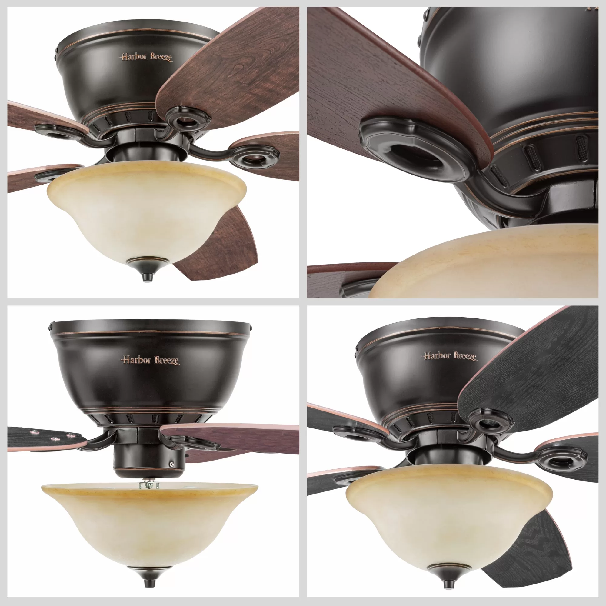 Harbor Breeze Lake Canton 52-in Bronze Indoor Flush Mount Ceiling Fan with Light (5-Blade)