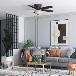 Harbor Breeze Lake Canton 52-in Bronze Indoor Flush Mount Ceiling Fan with Light (5-Blade)