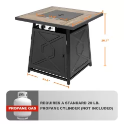 Nuu Garden 28.15-in W 50000-BTU Black Tabletop Iron Propane Gas Fire Pit Table