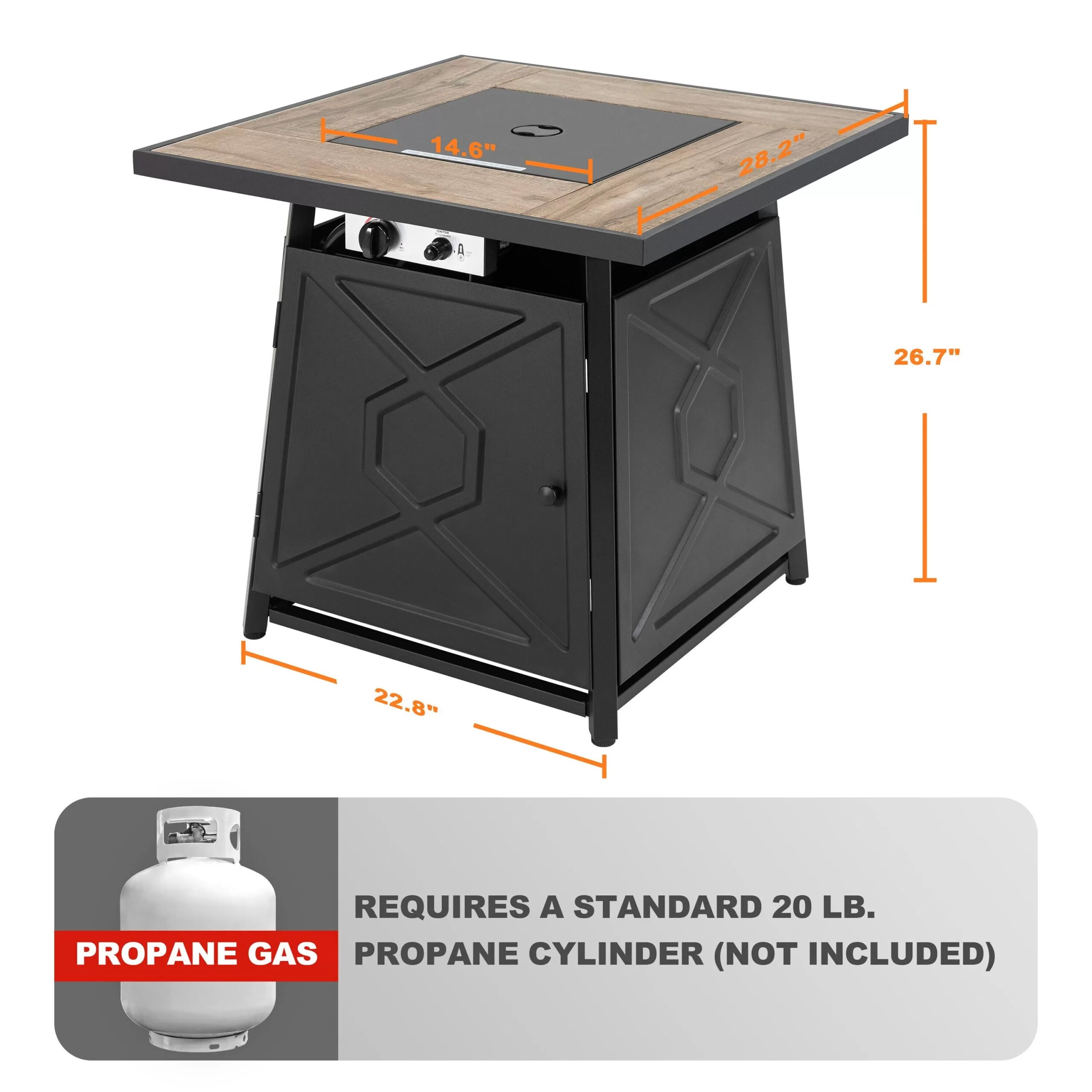 Nuu Garden 28.15-in W 50000-BTU Black Tabletop Iron Propane Gas Fire Pit Table