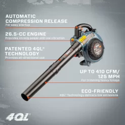 SENIX 4QL 26.5-cc 4-cycle 410-CFM 125-MPH Gas Handheld Leaf Blower