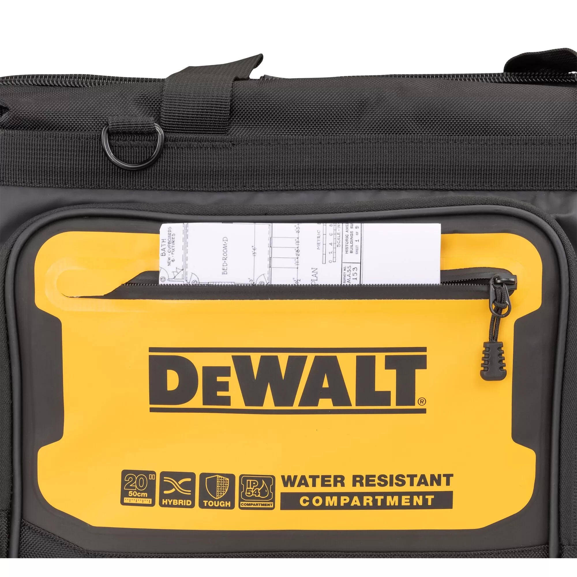DEWALT Black- Yellow Ballistic Nylon 11.375-in Zippered Tool Bag