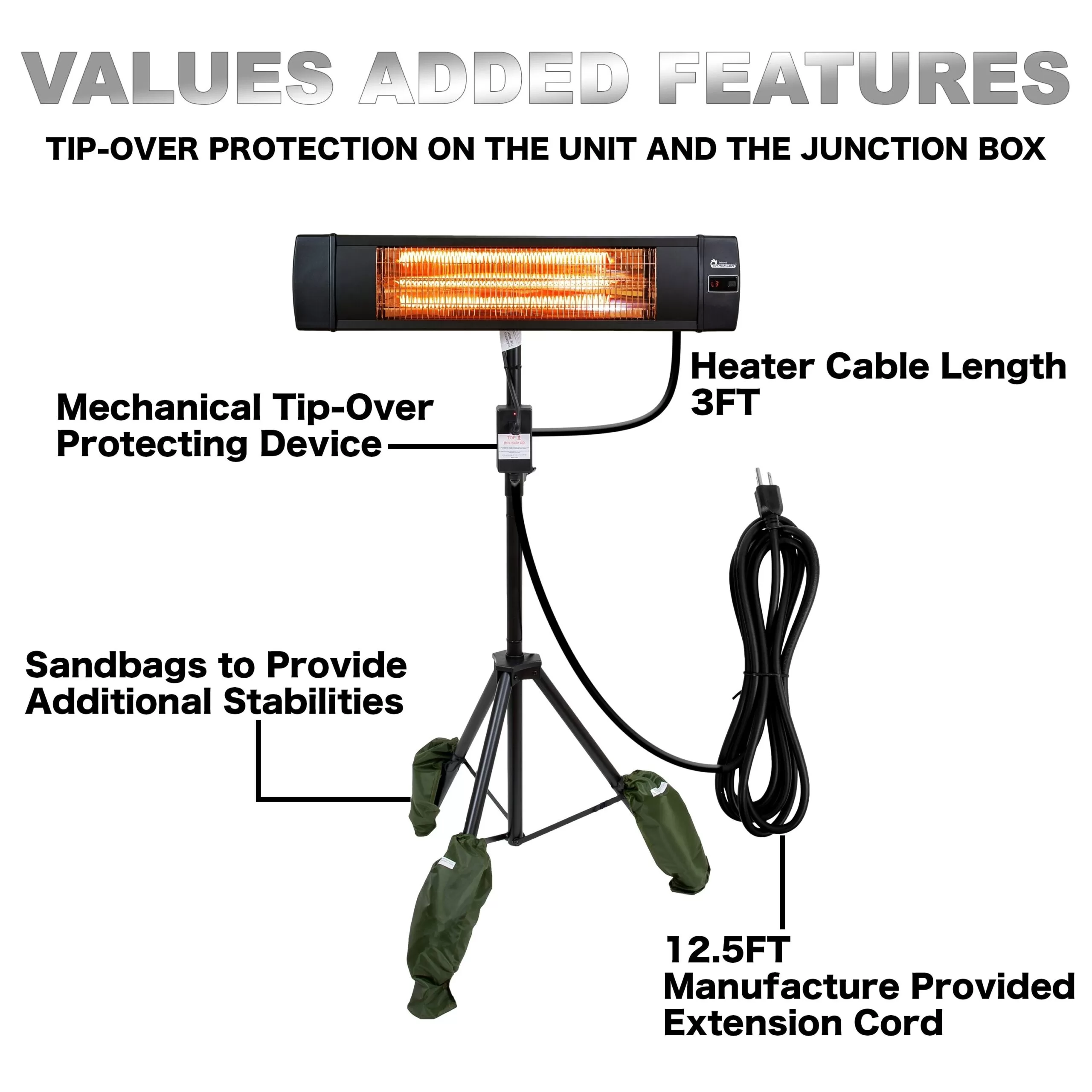 Dr. Infrared Heater 5200-BTU 120-Volt Black Aluminum Electric Patio Heater