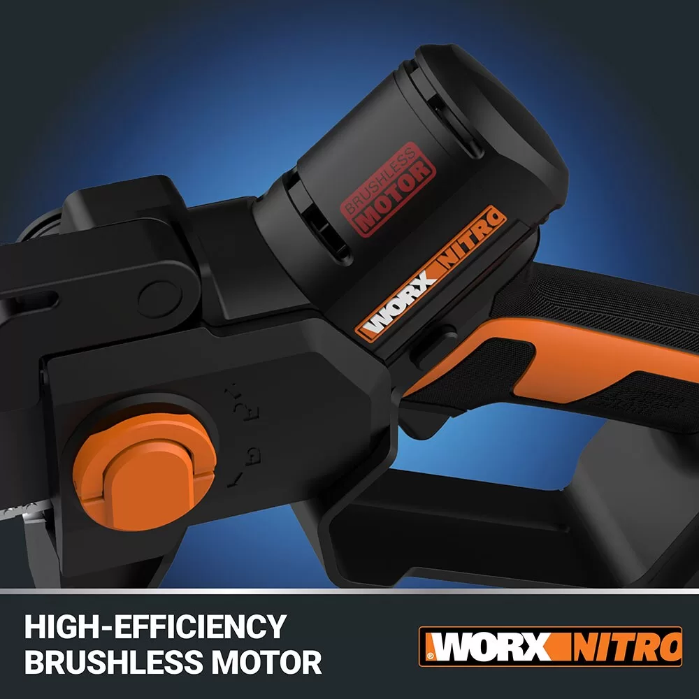WORX NITRO POWER SHARE 20-volt 5-in Brushless Battery 2 Ah Chainsaw (Battery and Charger Included)