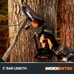 WORX NITRO POWER SHARE 20-volt 5-in Brushless Battery 2 Ah Chainsaw (Battery and Charger Included)
