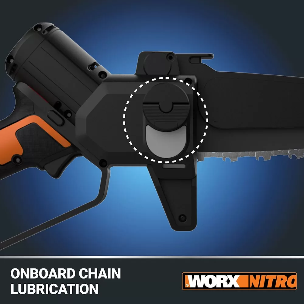 WORX NITRO POWER SHARE 20-volt 5-in Brushless Battery 2 Ah Chainsaw (Battery and Charger Included)