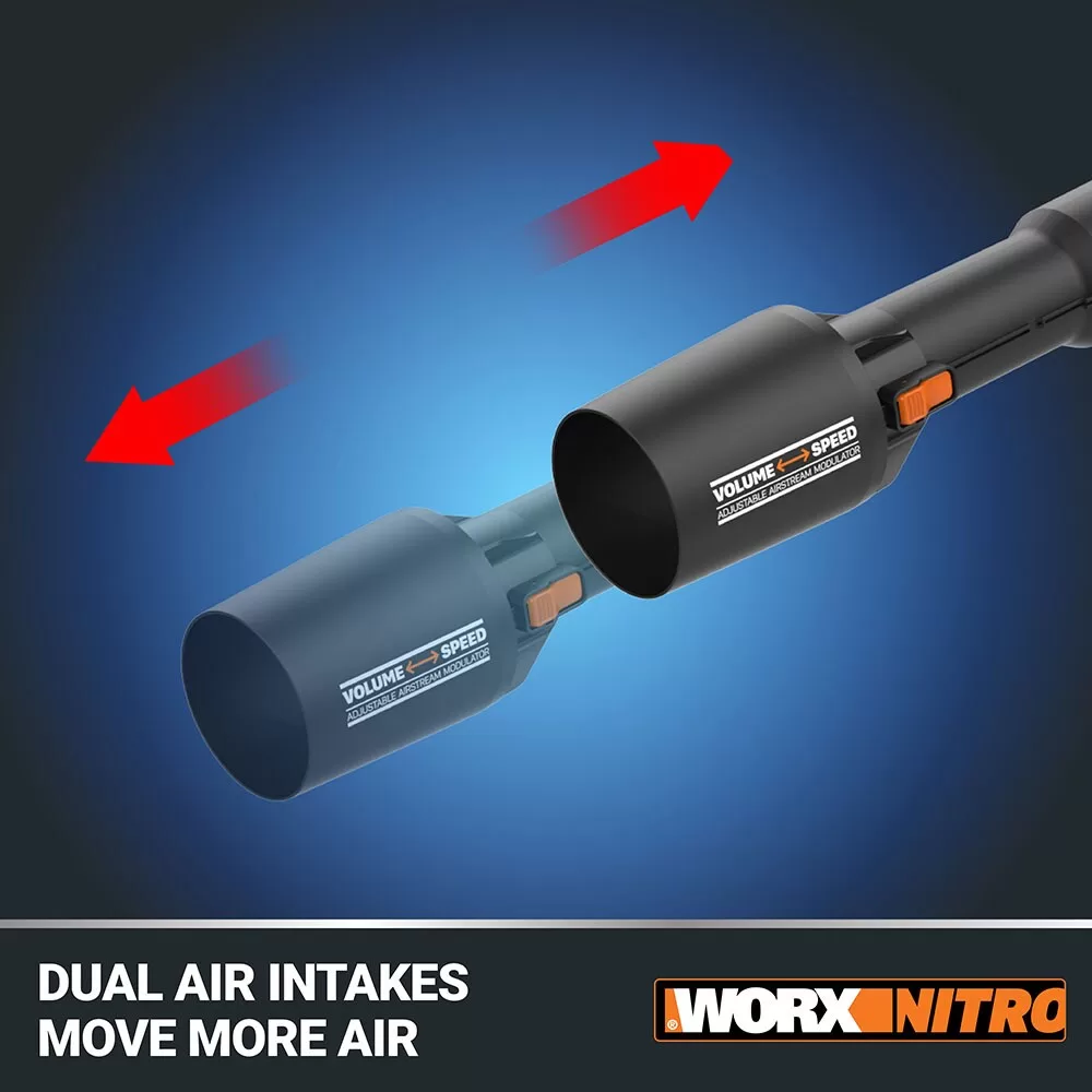 WORX NITRO POWER SHARE 40-volt 620-CFM 165-MPH Battery Handheld Leaf Blower 4 Ah (Battery and Charger Included)