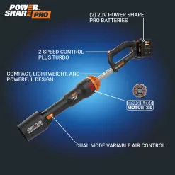 WORX NITRO POWER SHARE 40-volt 620-CFM 165-MPH Battery Handheld Leaf Blower 4 Ah (Battery and Charger Included)
