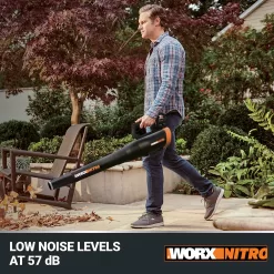 WORX NITRO POWER SHARE Quiet Tech 40-volt 530-CFM 180-MPH Battery Handheld Leaf Blower 4 Ah (Battery and Charger Included)