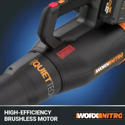WORX NITRO POWER SHARE Quiet Tech 40-volt 530-CFM 180-MPH Battery Handheld Leaf Blower 4 Ah (Battery and Charger Included)