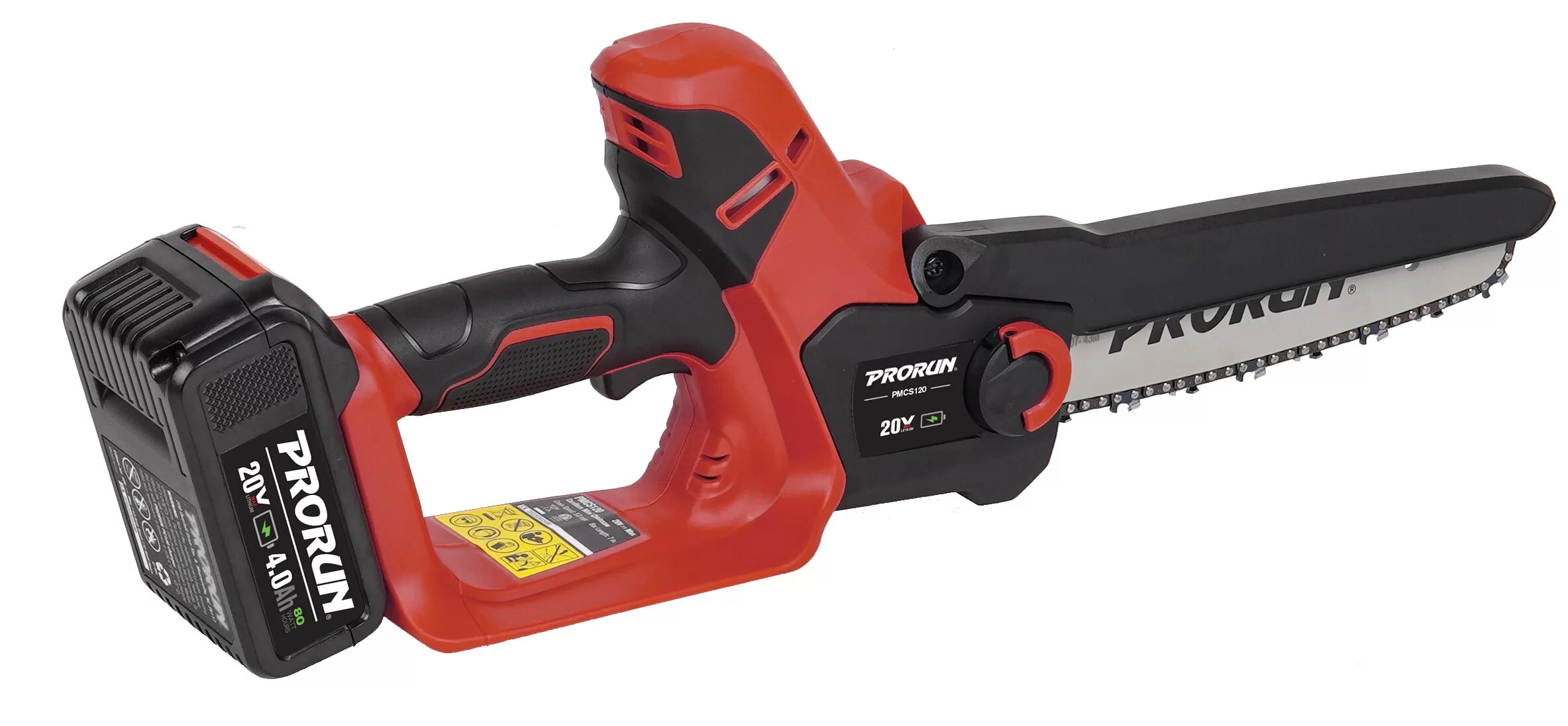 PRORUN PMCS120 20-volt Max 7-in Brushless Battery 20 Amp 4 Ah Chainsaw (Battery and Charger Included)