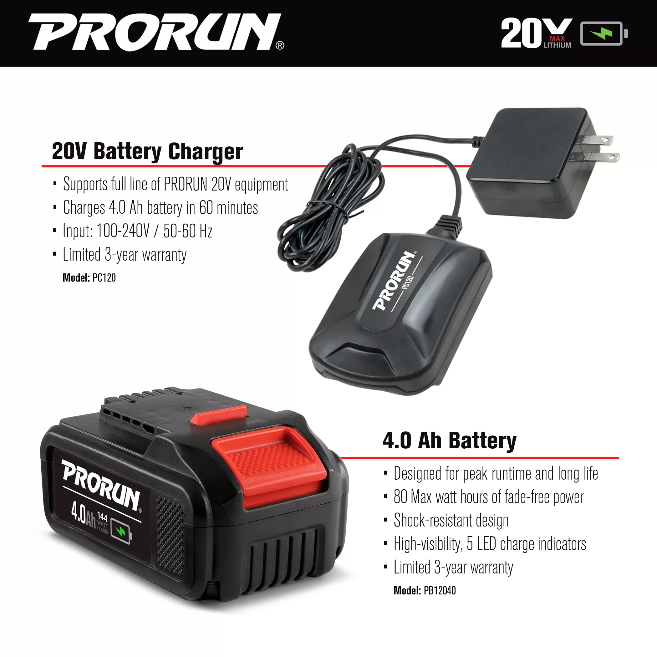 PRORUN PMCS120 20-volt Max 7-in Brushless Battery 20 Amp 4 Ah Chainsaw (Battery and Charger Included)