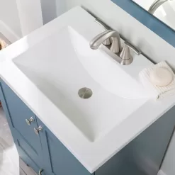 Diamond NOW Cassidy 24-in Admiral Blue Single Sink Bathroom Vanity with White Cultured Marble Top