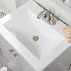 Diamond NOW Cassidy 24-in Pearl Gray Single Sink Bathroom Vanity with White Cultured Marble Top