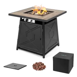 Nuu Garden 28.15-in W 50000-BTU Black Tabletop Iron Propane Gas Fire Pit Table