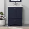 Diamond NOW Cassidy 24-in Deep Blue Single Sink Bathroom Vanity with White Cultured Marble Top