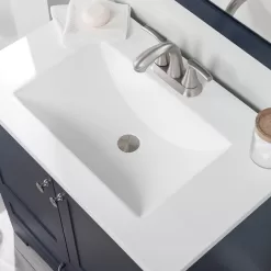 Diamond NOW Cassidy 30-in Deep Blue Single Sink Bathroom Vanity with White Cultured Marble Top