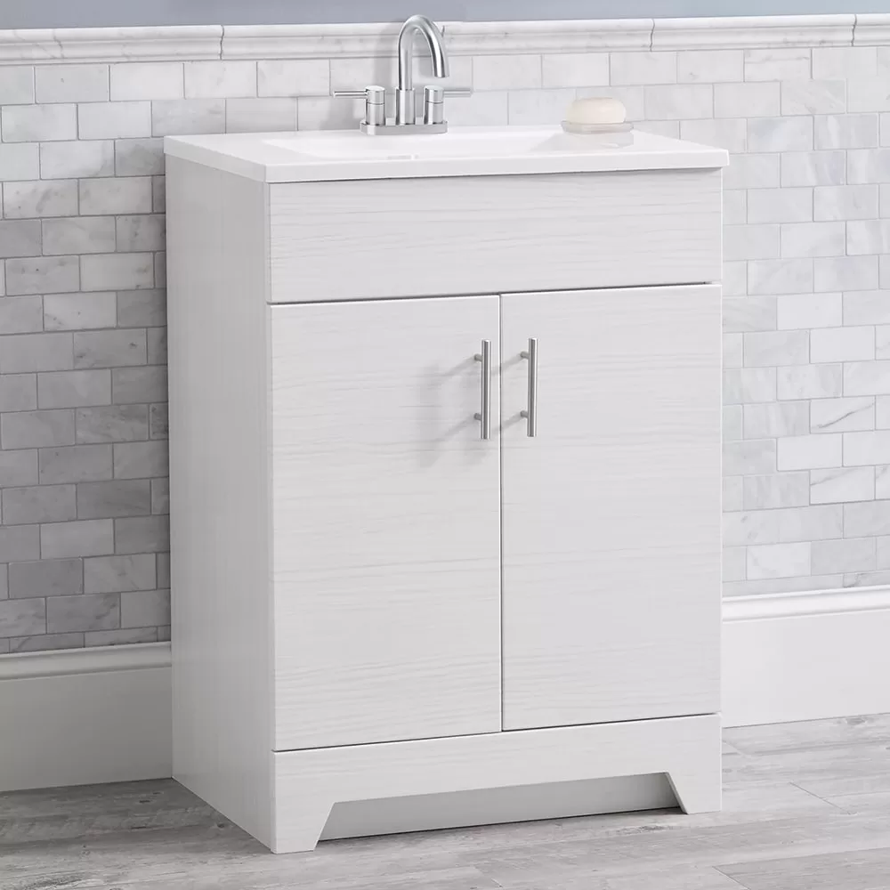 Style Selections Tierra 24-in White Single Sink Bathroom Vanity with White Cultured Marble Top
