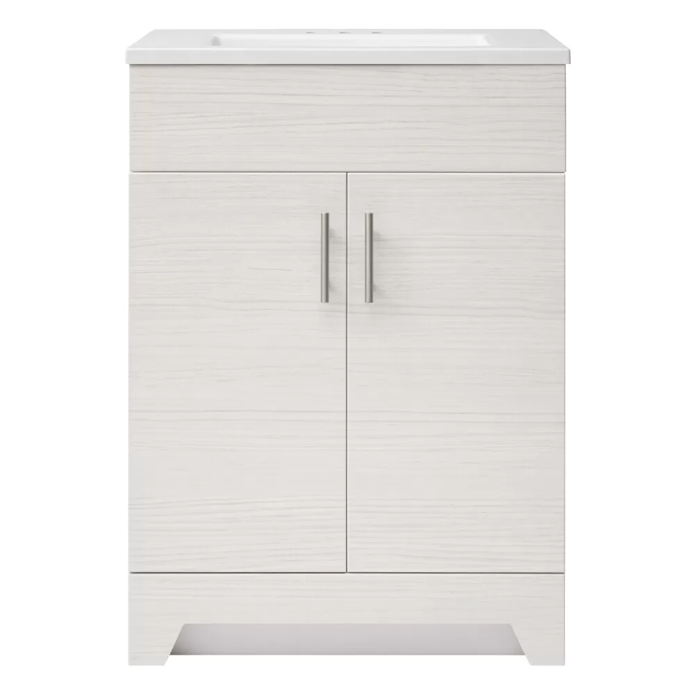 Style Selections Tierra 24-in White Single Sink Bathroom Vanity with White Cultured Marble Top