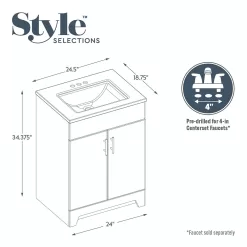 Style Selections Tierra 24-in White Single Sink Bathroom Vanity with White Cultured Marble Top
