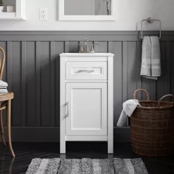 allen + roth Crest Hill 18-in White Single Sink Bathroom Vanity with White Vitreous China Top