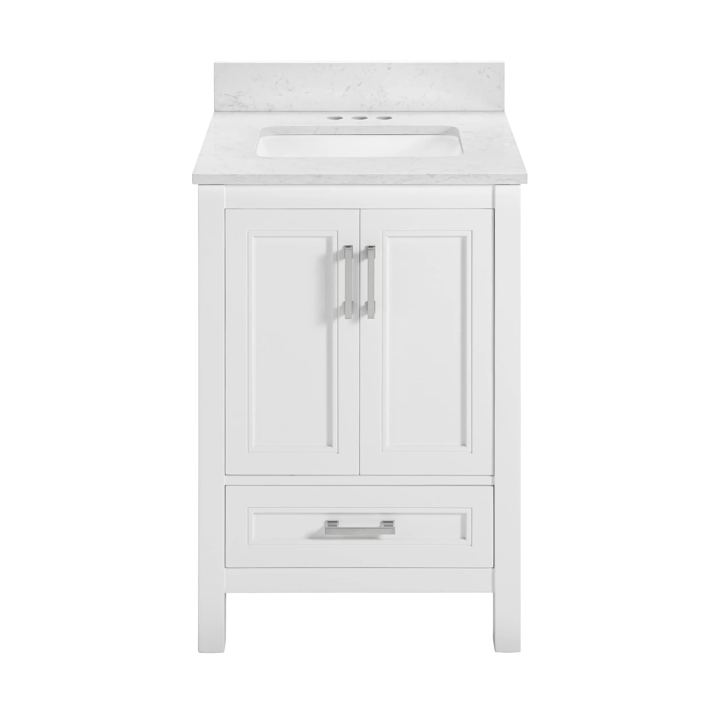 allen + roth Crest Hill 24-in White Undermount Single Sink Bathroom Vanity with Engineered Carrara Marble Top