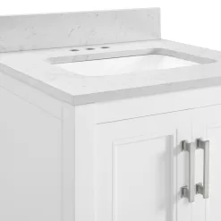 allen + roth Crest Hill 24-in White Undermount Single Sink Bathroom Vanity with Engineered Carrara Marble Top