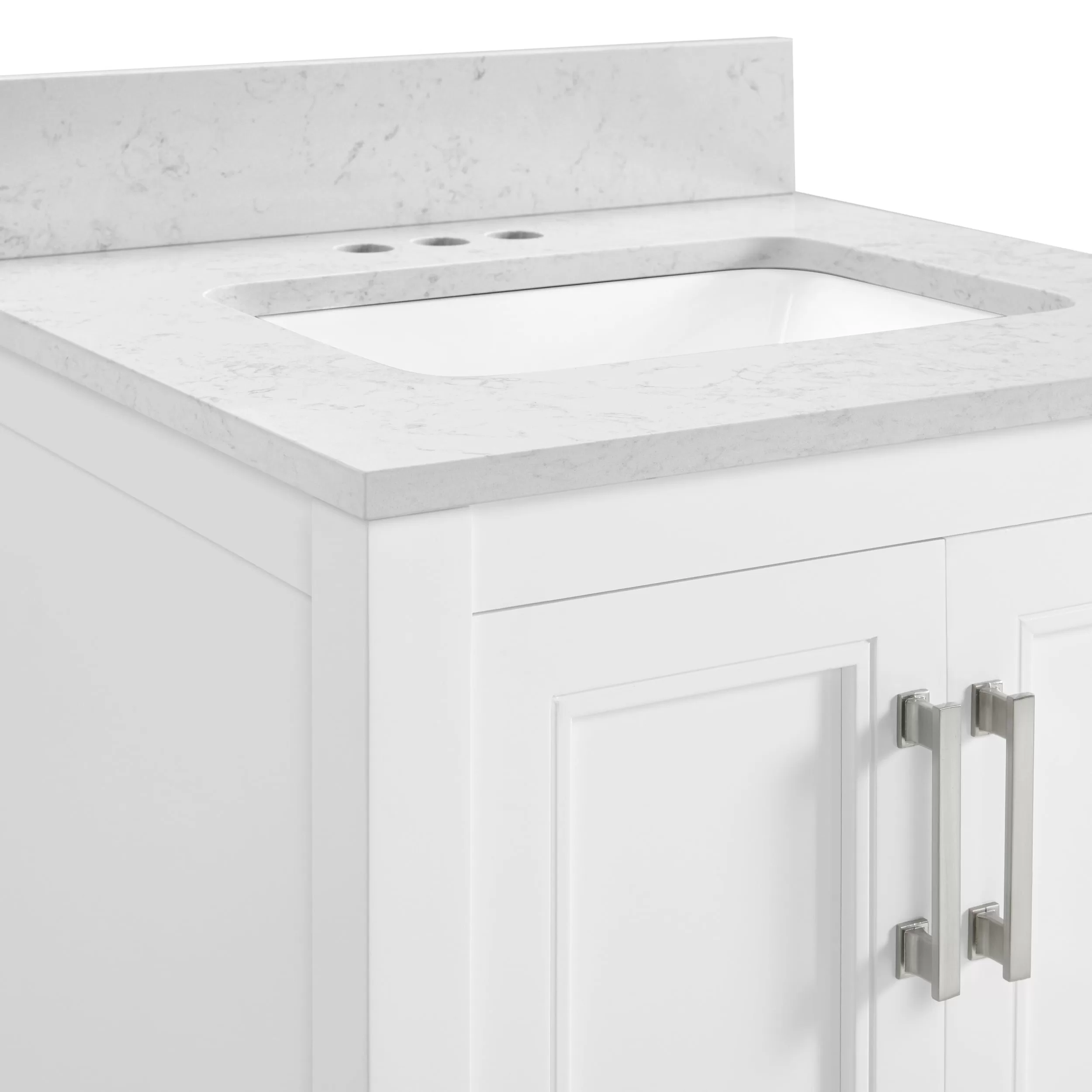allen + roth Crest Hill 24-in White Undermount Single Sink Bathroom Vanity with Engineered Carrara Marble Top