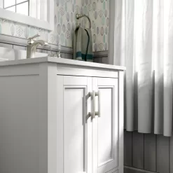allen + roth Crest Hill 24-in White Undermount Single Sink Bathroom Vanity with Engineered Carrara Marble Top