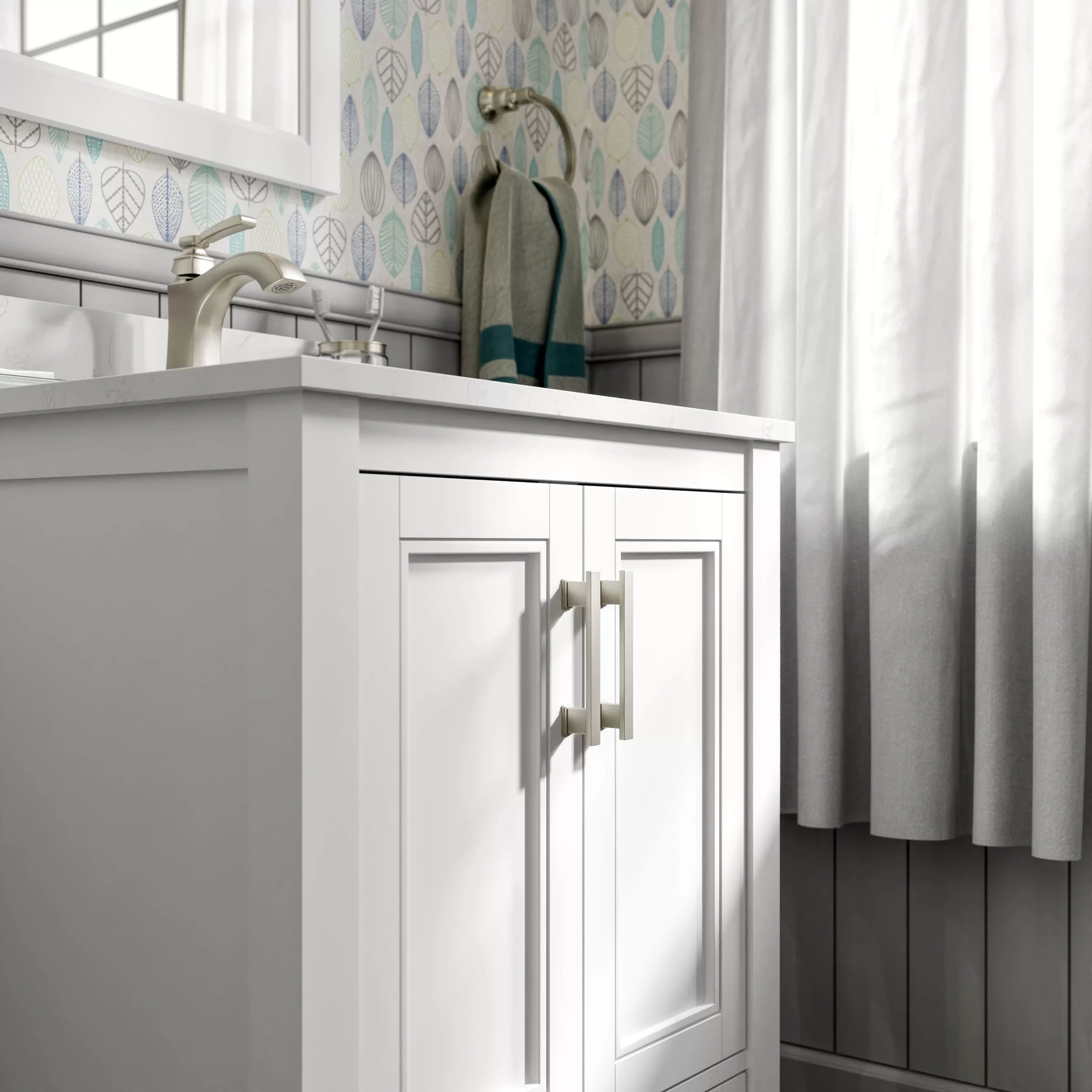 allen + roth Crest Hill 24-in White Undermount Single Sink Bathroom Vanity with Engineered Carrara Marble Top
