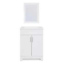 Style Selections Kirkman 24-in White Single Sink Bathroom Vanity with White Cultured Marble Top (Mirror Included)