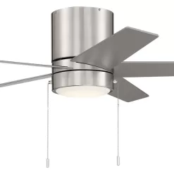 Harbor Breeze Quonta 52-in Brushed Nickel Integrated LED Indoor Flush Mount Ceiling Fan with Light (5-Blade)