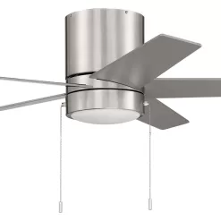 Harbor Breeze Quonta 52-in Brushed Nickel Integrated LED Indoor Flush Mount Ceiling Fan with Light (5-Blade)