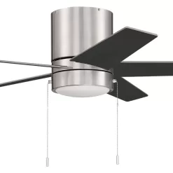Harbor Breeze Quonta 52-in Brushed Nickel Integrated LED Indoor Flush Mount Ceiling Fan with Light (5-Blade)