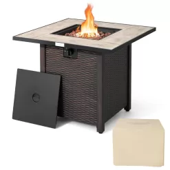 BABOOM Gas Fire Pits 30-in W 50000-BTU Black Portable Tabletop Steel Propane Gas Fire Pit Table