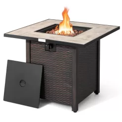 BABOOM Gas Fire Pits 30-in W 50000-BTU Black Portable Tabletop Steel Propane Gas Fire Pit Table