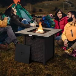 BABOOM Gas Fire Pits 30-in W 50000-BTU Black Portable Tabletop Steel Propane Gas Fire Pit Table