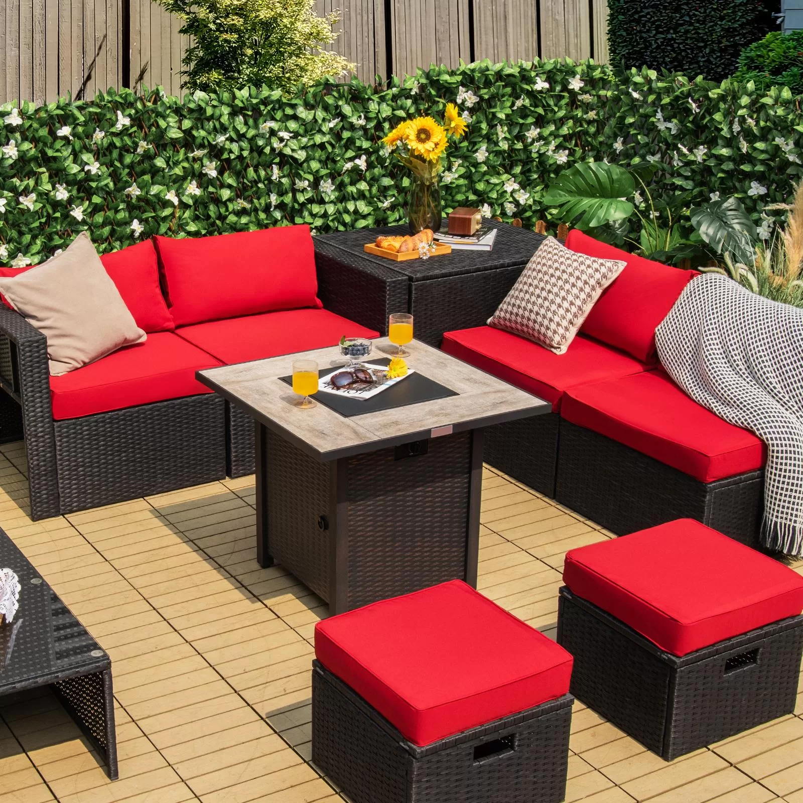 BABOOM Gas Fire Pits 30-in W 50000-BTU Black Portable Tabletop Steel Propane Gas Fire Pit Table